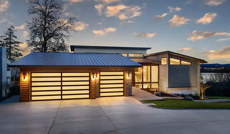 Modern glass sleek garage door by Clopay