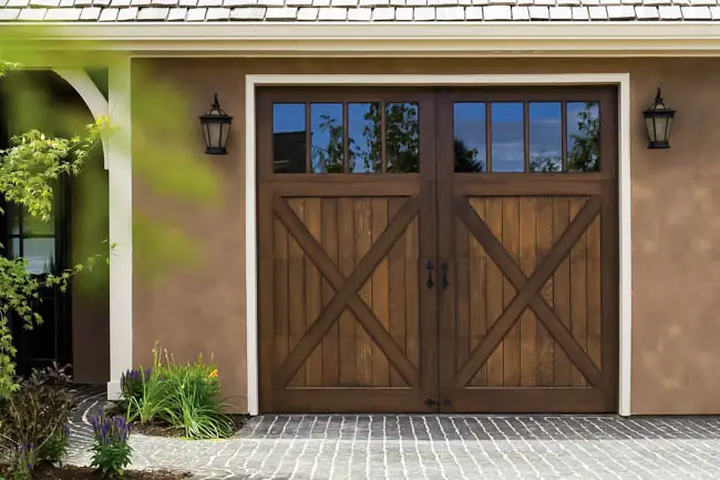 Custom wood garage door by Clopay