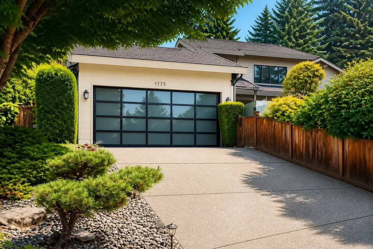 Al and Jennifer's finished full-view glass garage door
